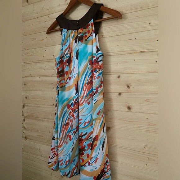 HEART SOUL Women's Small Multi-Watercolor Splash Beaded Collar Bubble Hem Dress - Picture 6 of 9